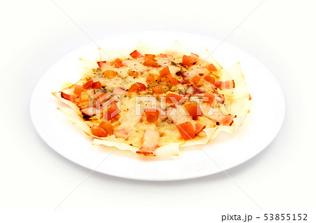 ワンタン皮のピザ風 53855152