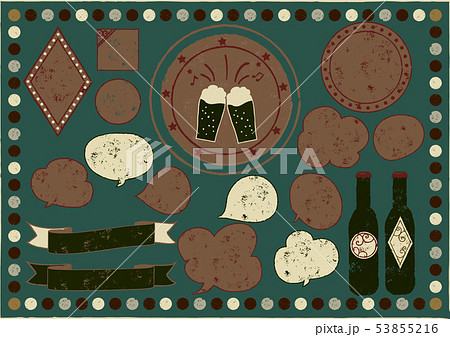 レトロ・かすれ調　クラフトビール　ラベルセット7(カラー：渋め系) 53855216