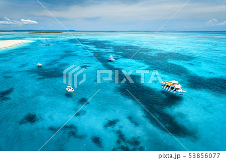 Aerial view of the yachts, fishing boats 53856077