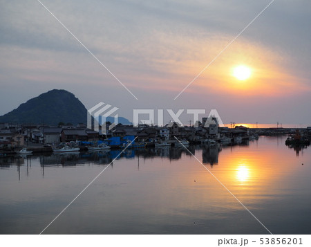 萩八景、指月山、夕日、夕陽、夕暮れ、萩、山口県、日本 53856201