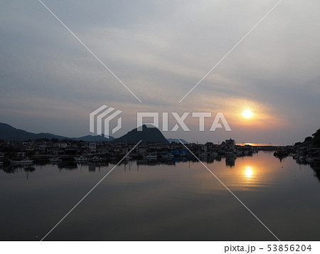 萩八景、夕陽、夕暮れ、指月山、山陰地方、山口県、日本 53856204