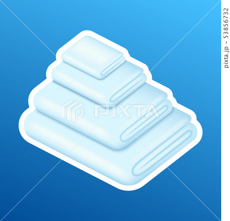 Washing sticker, pile, stack of white clean clothes, realistic, good laundry detergent result 53856732