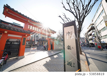 日本の東京都市景観　神楽坂・毘沙門天善國寺などを望む 53858819