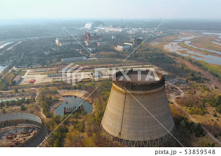 Chernobyl nuclear power plant, Ukrine. Aerial view Chernobyl nuclear power plant, Ukrine. Aerial view 53859548