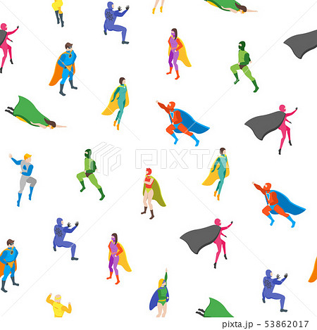 Cartoon Characters People Super Heroes Seamless Pattern Background. Vector 53862017