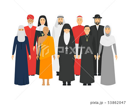 Cartoon Characters Religion People Different Types Crowd. Vector 53862047