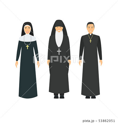 Cartoon Characters Christians Religion People Different Types Set. Vector 53862051