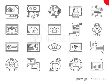 Thin Line Icons Set of Search Engine Optimization 53862070