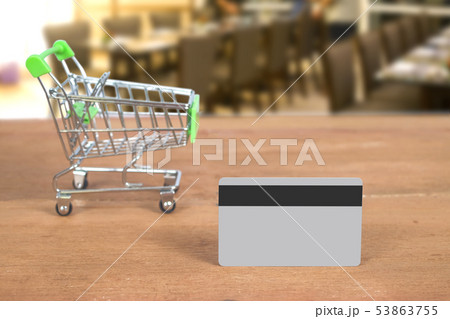 Credit card or debit card on trolley ,shopping 53863755