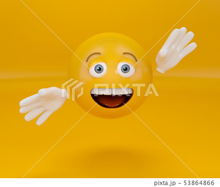 Presenting emoji on orange background, greeting emoticon Presenting emoji on orange background, greeting emoticon 53864866