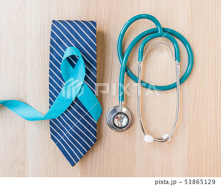 Blue ribbon symbolic for prostate cancer awareness Blue ribbon symbolic for prostate cancer awareness 53865129