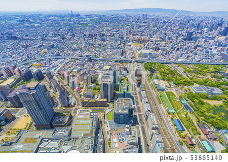 大阪　都市景観　あべのハルカスから西方向    　　　　 53865140
