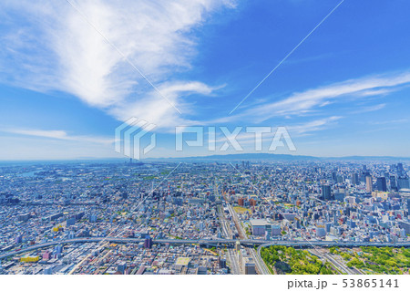 大阪　都市景観　あべのハルカスから西方向    　　　　 53865141