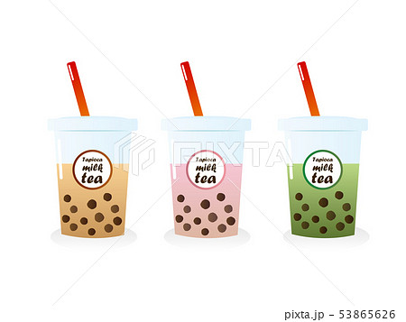 タピオカミルクティーのイラスト素材 53865626