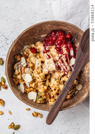 Homemade granola with cranberries Homemade granola with cranberries 53868114