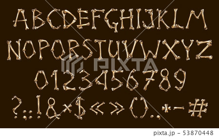 Alphabet and numbers of bones, Dia de los muertos 53870448