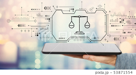 Justice theme with tablet computer  53871554