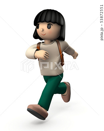 わくわくしながら登校する女の子 53872551