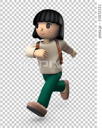 わくわくしながら登校する女の子 53872551