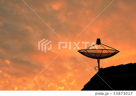 Satellite Dish Antenna Receiver on The Roof 53873017