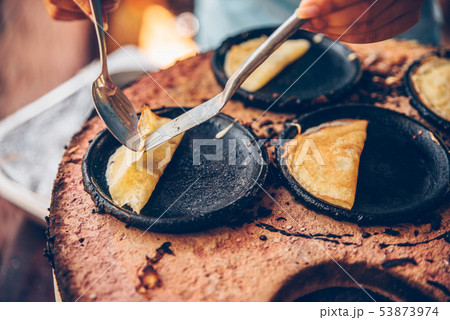 Vietnamese small rice pancake - Traditional food at the middle of Vietnam Vietnamese small rice pancake - Traditional food at the middle of Vietnam 53873974