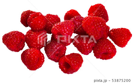 Close up of ripe red raspberries, no people Close up of ripe red raspberries, no people 53875200