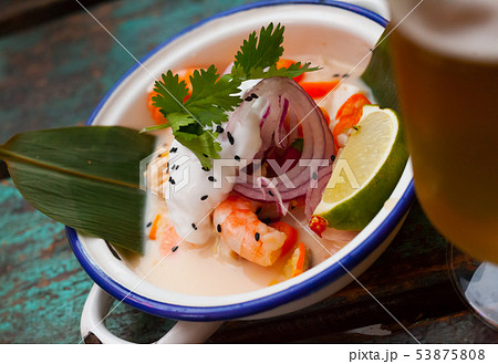 Ceviche in Vietnamese style with coconut milk Ceviche in Vietnamese style with coconut milk 53875808