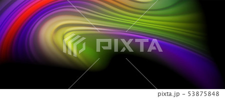 Modern rainbow liquid color flow colorful poster. Wave Liquid shape in black color background Modern rainbow liquid color flow colorful poster. Wave Liquid shape in black color background 53875848