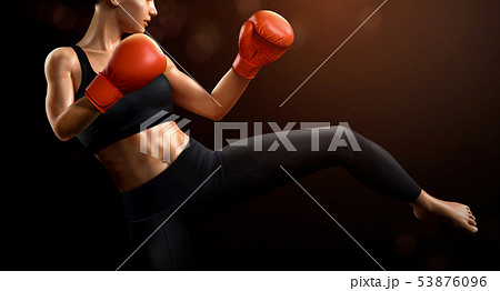 Female Boxer Kicks Highのイラスト素材