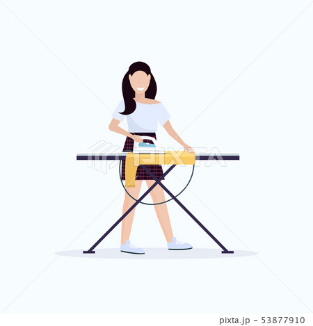 housewife ironing clothes young woman holding iron smiling girl doing housework concept female housewife ironing clothes young woman holding iron smiling girl doing housework concept female 53877910