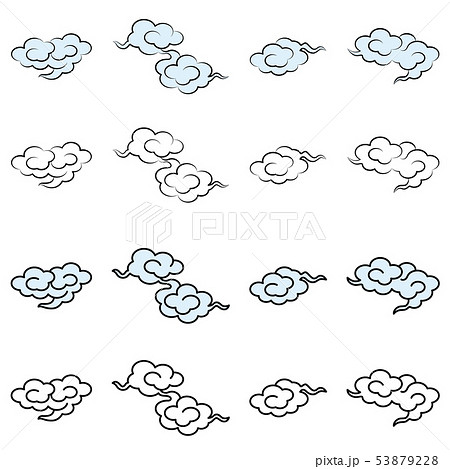 中国絵画風の雲のセットのイラストのイラスト素材