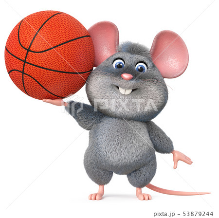 3d illustration funny mouse playing basketball 3d illustration funny mouse playing basketball 53879244