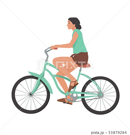 Girl riding bicycle, woman on bike vector 53879264