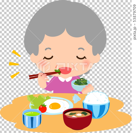 朝食を食べるシニア女性 53879709