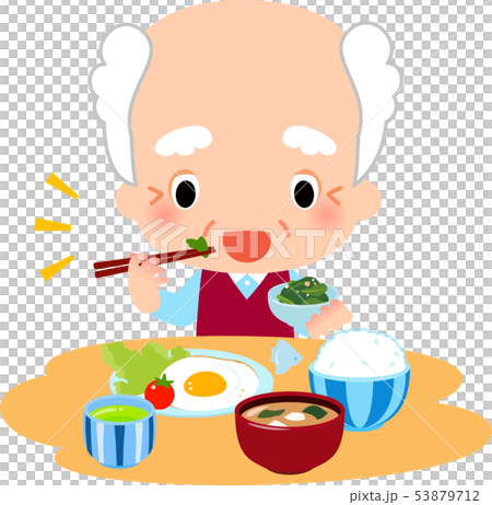 朝食を食べるシニア男性 53879712