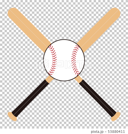 野球のバットとボール Baseball bat Baseball ball イラスト 53880411