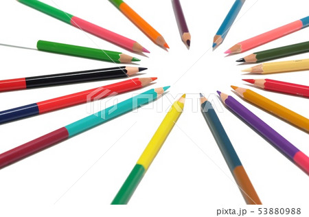Color pencil with copy space isolated on whtie 53880988