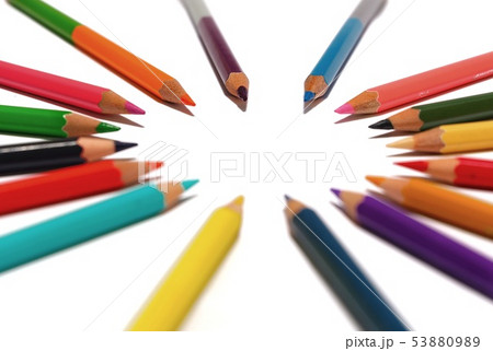 Color pencil with copy space isolated on whtie 53880989