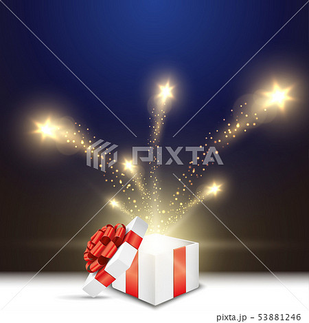クリスマスのプレゼントと輝く星 53881246