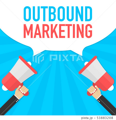 Male hand holding megaphone with outbound 53883208