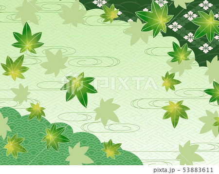 和柄 楓と流水文の背景素材03のイラスト素材