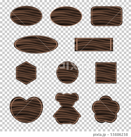 簡單的木紋標題框架設置自然和深棕色 簡單的木紋標題框架設置自然和深棕色 53886238