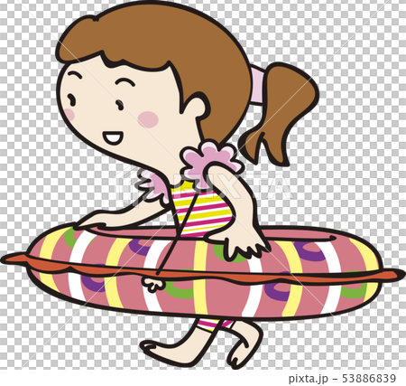 Girls with floating rings - Stock Illustration [53886839] - PIXTA