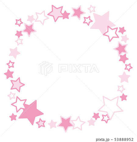 ポップな星の丸型フレーム ピンク色 のイラスト素材 5352