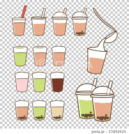 チーズティー・タピオカミルクティー・タピオカドリンクカフェメニューイラスト素材 53892620