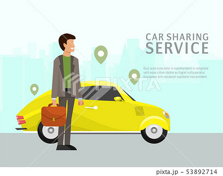 Car sharing landing page online transportation concept vector illustration. People use website to Car sharing landing page online transportation concept vector illustration. People use website to 53892714
