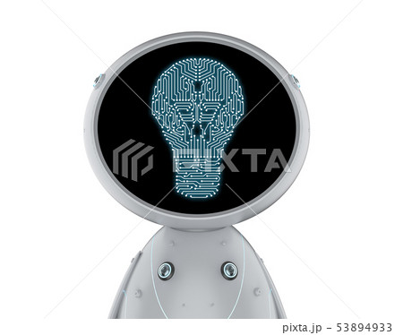 Robot with idea lightbulb 53894933