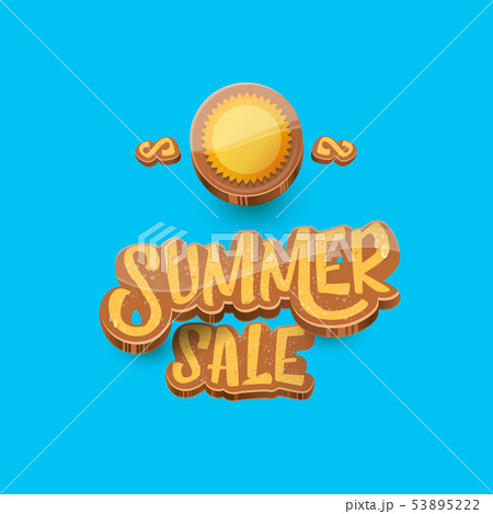 vector summer sale label or tag on blue sky background with sun. Summer sale poster or banner design vector summer sale label or tag on blue sky background with sun. Summer sale poster or banner design 53895222