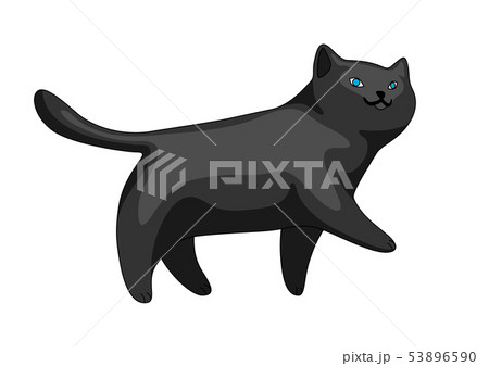 Stylized illustration of cartoon black cat. 53896590