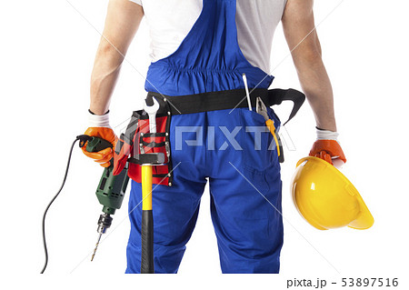 Male handyman holding drill machine 53897516